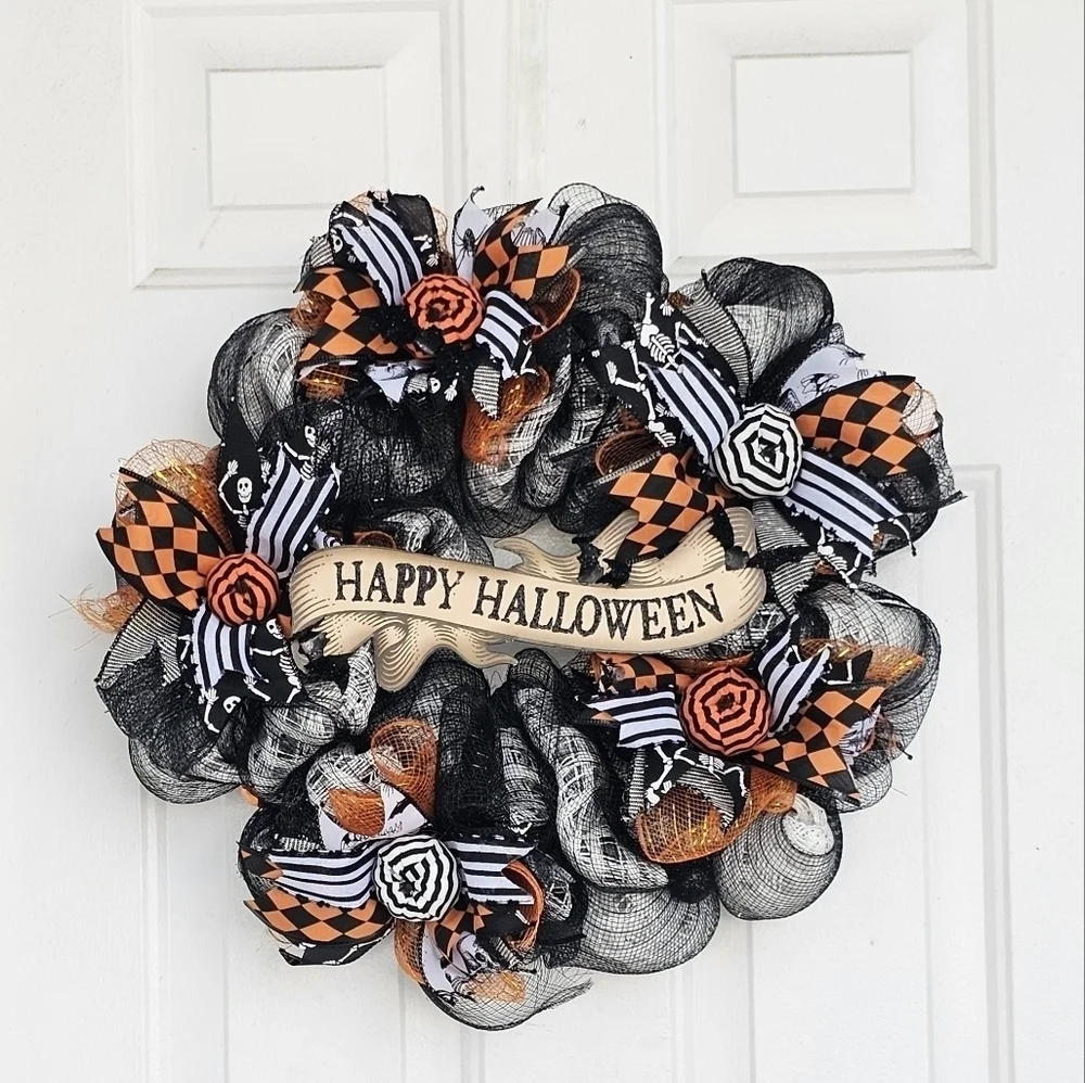 Handmade Halloween Wreath, Halloween Wreaths for Front Door, Front Door Wreath